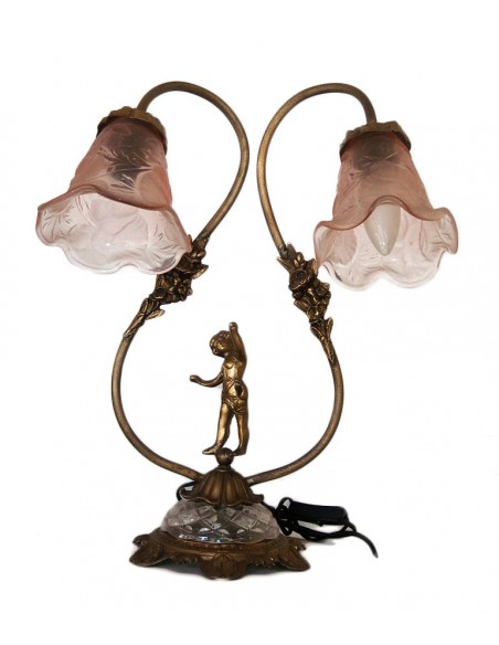 Λάμπα σαλονιού μπρούτζινη με διακόσμηση παιδάκι