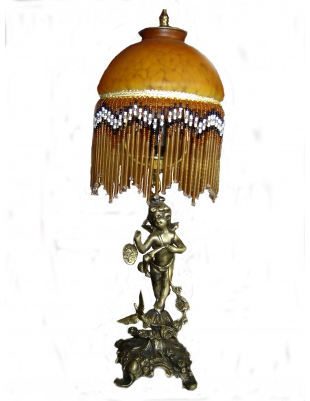 Λάμπα σαλονιού μπρούτζινη με γυαλί τρέσα